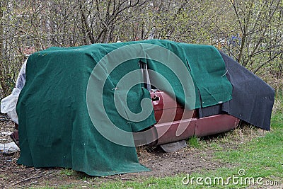 Inside car bums and addicts spend the night. Stock Photo