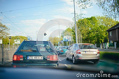 Inside car traffic jam on day time Editorial Stock Photo