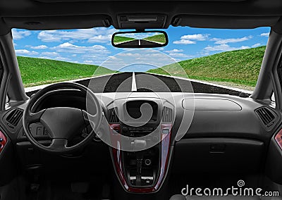 Inside car view at high speed Stock Photo