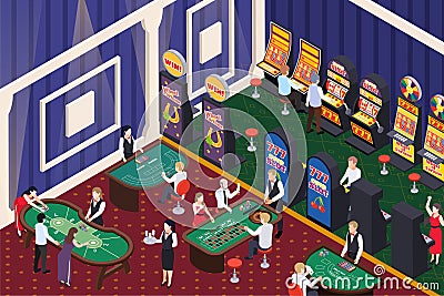 Inside Casino Isometric Composition Vector Illustration