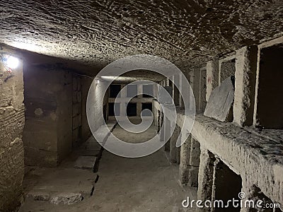 Inside catacombs of Kom El Shoqafa Stock Photo