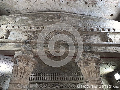 Inside catacombs of Kom El Shoqafa Stock Photo