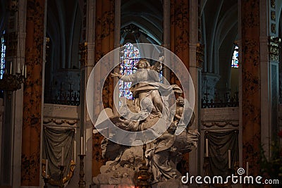 Inside of the cathedral of Chartres - France Editorial Stock Photo