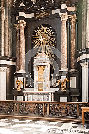 Inside the cathedral of Saint Bavo Editorial Stock Photo