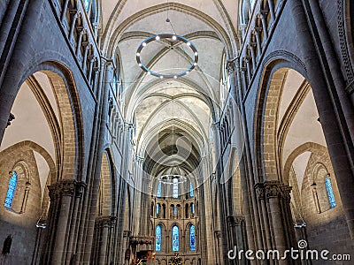 Inside the cathedral Saint Pierre in Geneve, Switzerland Editorial Stock Photo