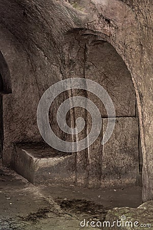 Inside of the Cave of the Curses at Bet She`arim in Kiryat Tivon, Israel Editorial Stock Photo