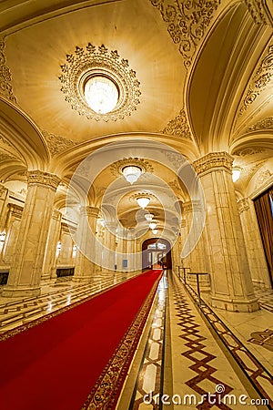 Inside Ceausescu luxury Palace decoration Editorial Stock Photo