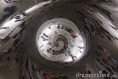 Inside Chicago Cloud Gate Editorial Stock Photo