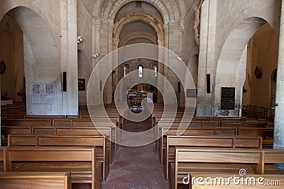 Inside a church benches and vaults Editorial Stock Photo