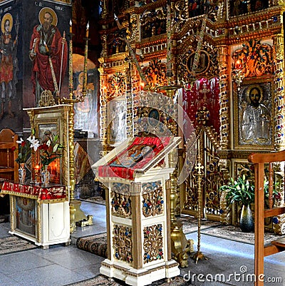 Inside church of Cheia Monastery, Prahova Stock Photo