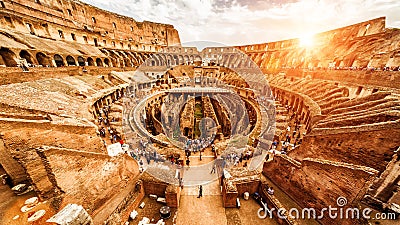 Inside the Colosseum or Coliseum in summer, Rome, Italy Stock Photo