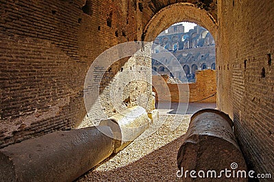 Inside the Colosseum - landmark attraction in Rome, Italy Editorial Stock Photo