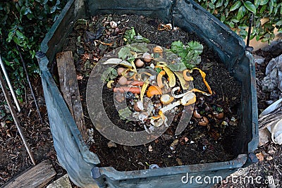 Inside of a composting container Stock Photo