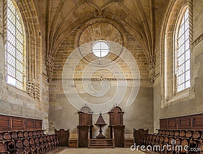 Inside of the Convent of Christ choir in Tomar - Portugal Editorial Stock Photo