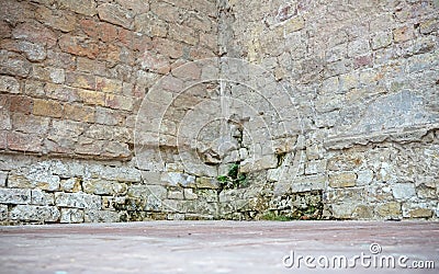 Inside corner of a brick building Stock Photo