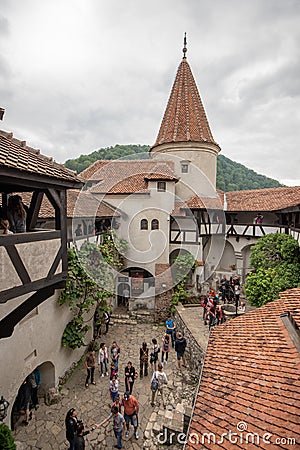 Inside court view of Bran Castle from Romania, also known as Dracula Castle Editorial Stock Photo