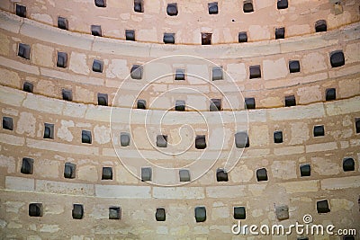 Inside a dovecote Stock Photo