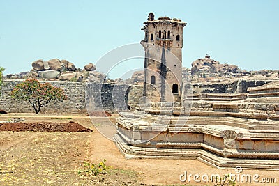 Inside at elephant stable at hampi karnataka india Stock Photo