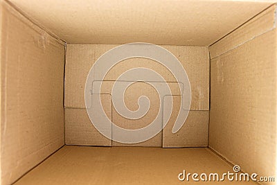 Inside of an empty square cardboard box Stock Photo