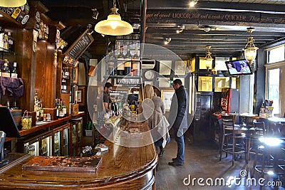 Traditional London pub interior Editorial Stock Photo