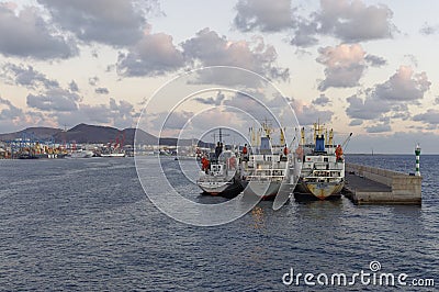 Inside the Entrance of Las Palmas Port on the Island of Gran Canaria Editorial Stock Photo