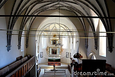 Inside the fortified medieval church in Saschiz (Keisd), Transylvania Editorial Stock Photo