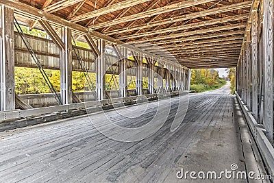 Inside Giddings Road Covered Bridge Stock Photo