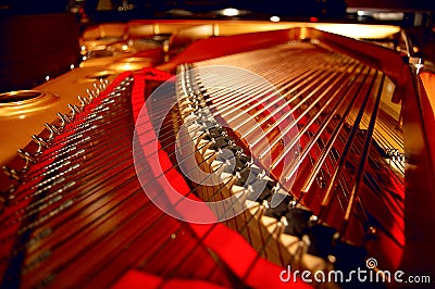 Inside a grand piano Stock Photo