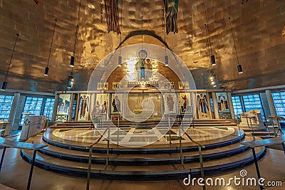 Oakland, California - September 30, 2018: Altar of the Ascension Greek Orthodox Cathedral of Oakland. Editorial Stock Photo
