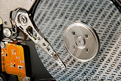 Inside hard drive Stock Photo