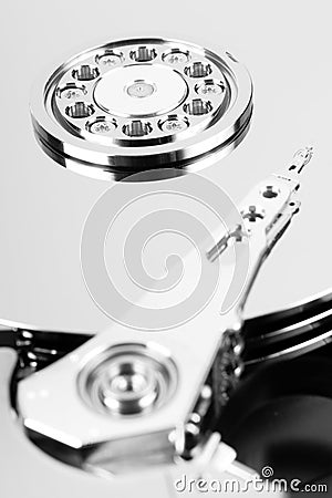 Inside hard drive Stock Photo