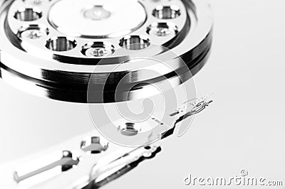 Inside hard drive Stock Photo