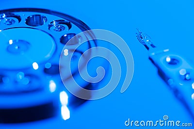 Inside hard drive Stock Photo