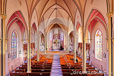 Pfeifer, KS USA - Inside the Holy Cross Church in the Volga German Town of Pfeifer, Kansas Editorial Stock Photo