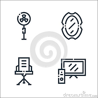 inside home line icons. linear set. quality vector line set such as television, lectern, mirror Vector Illustration