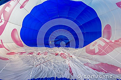 Inside a hot air balloon. Time of filling the baon with hot air Stock Photo