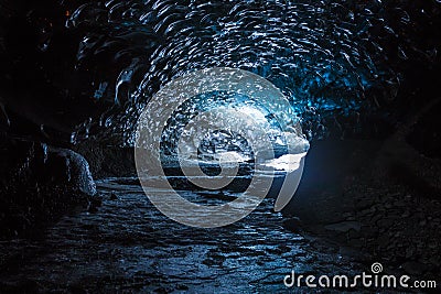 Inside ice cave tunnel Editorial Stock Photo