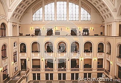 Inside the impressive main building of the University of Debrecen Stock Photo