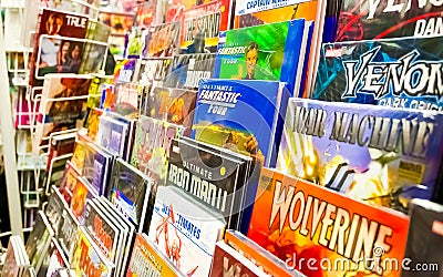 Inside interior of a Comic Book Store Editorial Stock Photo