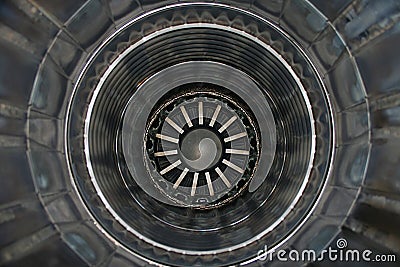 Inside a jet engine Stock Photo