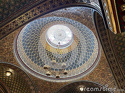 Inside of jewish Spanish synagogue in Prague, Czech Republic Editorial Stock Photo