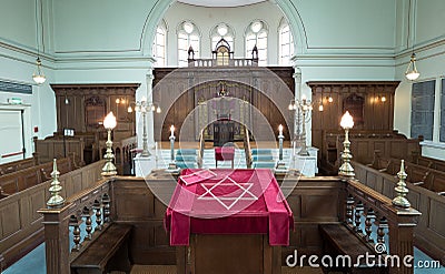Inside of a jewish synagogue Stock Photo