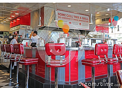 Inside Johnny Rockets Editorial Stock Photo