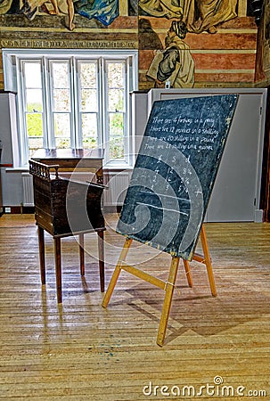 Inside the Lady Waterford Hall old School in village of Ford and Etal Editorial Stock Photo