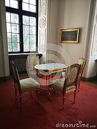 The inside of the Baranow Sandomierski palace, Poland Editorial Stock Photo