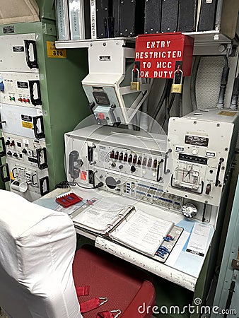 Inside the Launch Control Facility of the Quinn Cottonwood Missile Flight D-01 - Minuteman National Historic Site Editorial Stock Photo