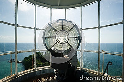 Inside lengkuas island lighthouse Stock Photo