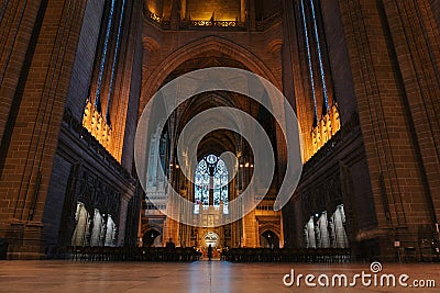 Inside of Liverpool Cathedral in UK Editorial Stock Photo