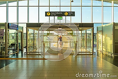 inside the lobby of Larnaca airport on a busy day with passengers. September 2023. Editorial Stock Photo