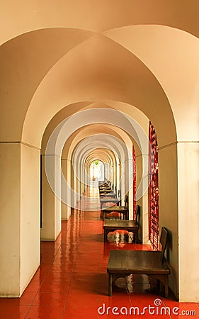 Inside of Loha Prasat in Wat Ratchanatdaram Woravihara temple in Stock Photo